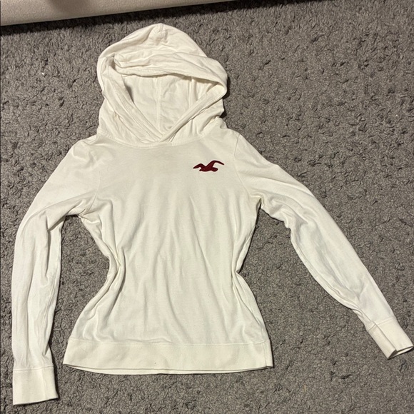 Hollister Tops - Hollister Cream Hoodie with Red Logo